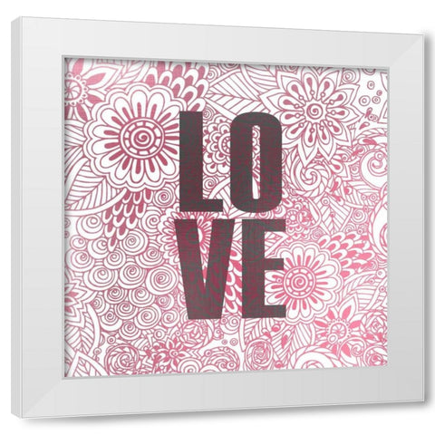 Pink Love White Modern Wood Framed Art Print by Allen, Kimberly