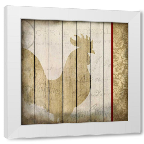 Damask Rooster 2 White Modern Wood Framed Art Print by Allen, Kimberly