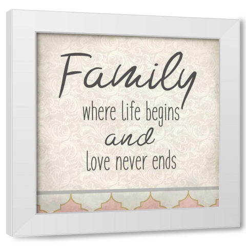 Family Begins 1 White Modern Wood Framed Art Print by Allen, Kimberly