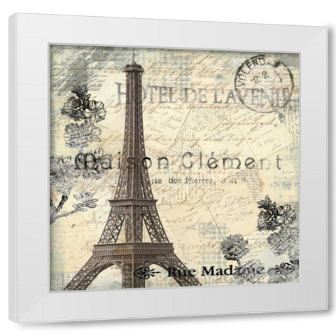 Paris Carte Postale 1 White Modern Wood Framed Art Print by Allen, Kimberly
