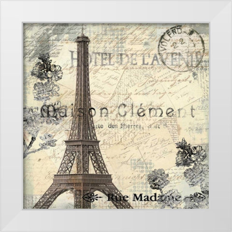 Paris Carte Postale 1 White Modern Wood Framed Art Print by Allen, Kimberly