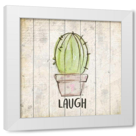 Watercolor Cactus Laugh White Modern Wood Framed Art Print by Allen, Kimberly