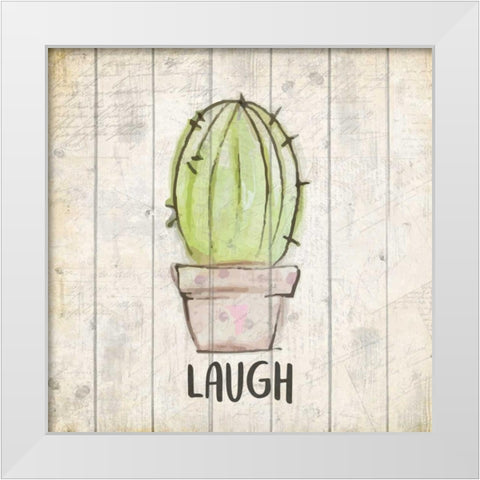 Watercolor Cactus Laugh White Modern Wood Framed Art Print by Allen, Kimberly