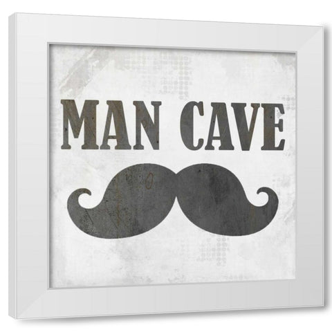 Man Cave Mustache White Modern Wood Framed Art Print by Allen, Kimberly