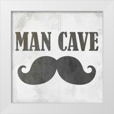 Man Cave Mustache White Modern Wood Framed Art Print by Allen, Kimberly