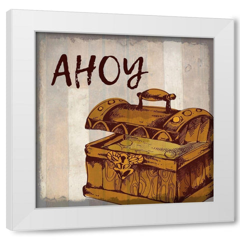 Pirate B White Modern Wood Framed Art Print by Kimberly, Allen