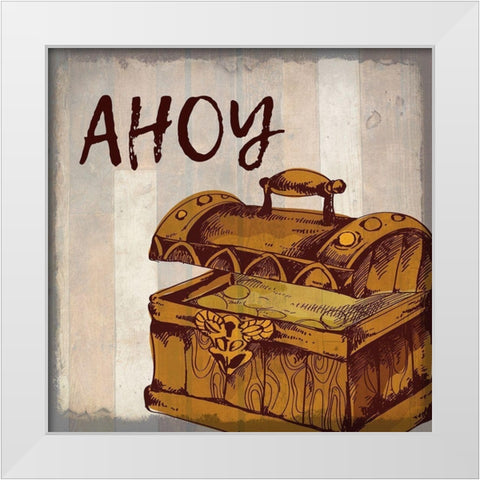 Pirate B White Modern Wood Framed Art Print by Kimberly, Allen