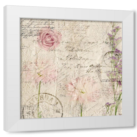 Carte Postal Florals 2 White Modern Wood Framed Art Print by Allen, Kimberly