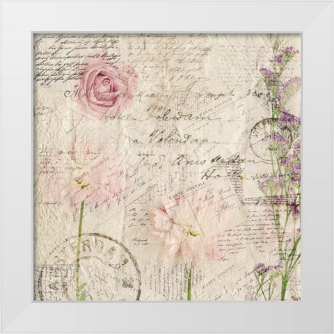 Carte Postal Florals 2 White Modern Wood Framed Art Print by Allen, Kimberly
