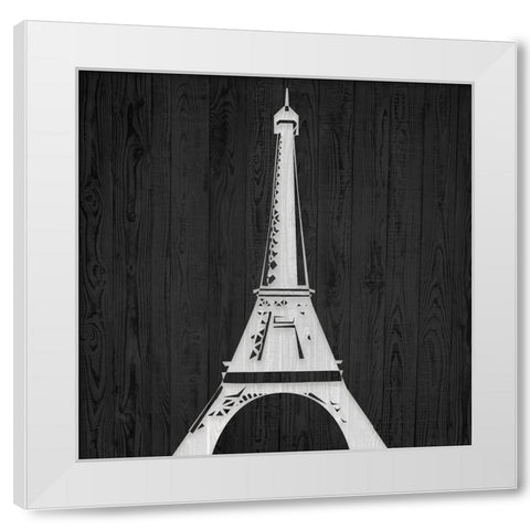 Eiffel Tower White Modern Wood Framed Art Print by Kimberly, Allen