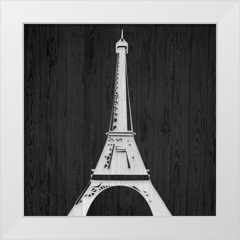Eiffel Tower White Modern Wood Framed Art Print by Kimberly, Allen