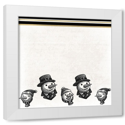 Black and White Snowmen White Modern Wood Framed Art Print by Kimberly, Allen