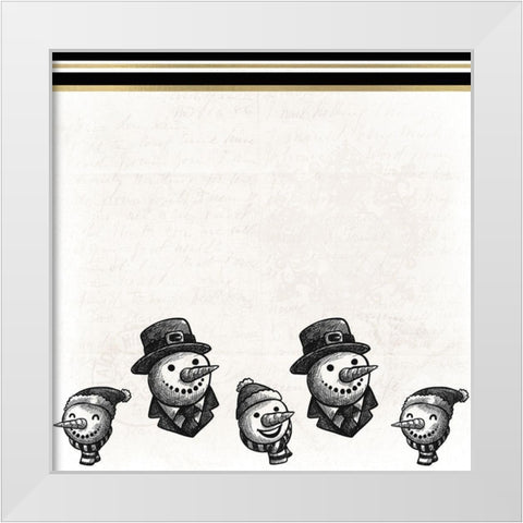 Black and White Snowmen White Modern Wood Framed Art Print by Kimberly, Allen