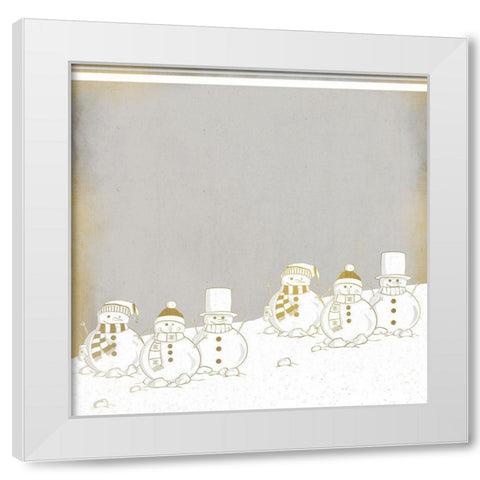 Snowmen in a Row White Modern Wood Framed Art Print by Kimberly, Allen