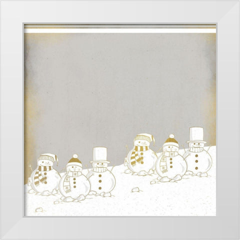 Snowmen in a Row White Modern Wood Framed Art Print by Kimberly, Allen