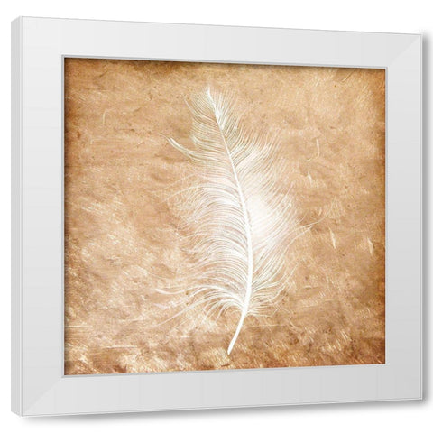 Copper Feathered 1 White Modern Wood Framed Art Print by Kimberly, Allen