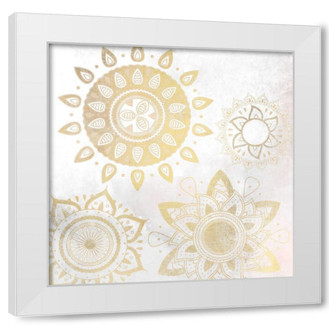 Mandala Golden 1 White Modern Wood Framed Art Print by Kimberly, Allen