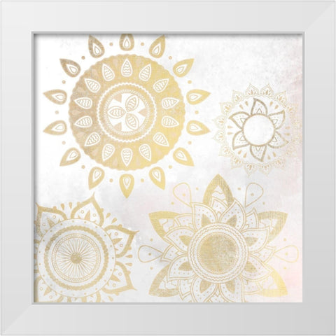 Mandala Golden 1 White Modern Wood Framed Art Print by Kimberly, Allen