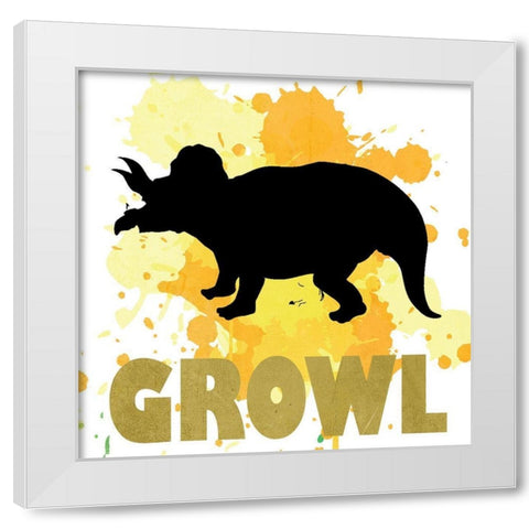 Dino Growl White Modern Wood Framed Art Print by Kimberly, Allen