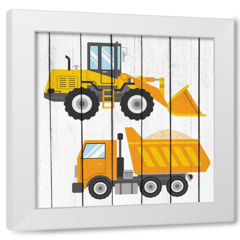 Tractor and Trucks 1 White Modern Wood Framed Art Print by Kimberly, Allen