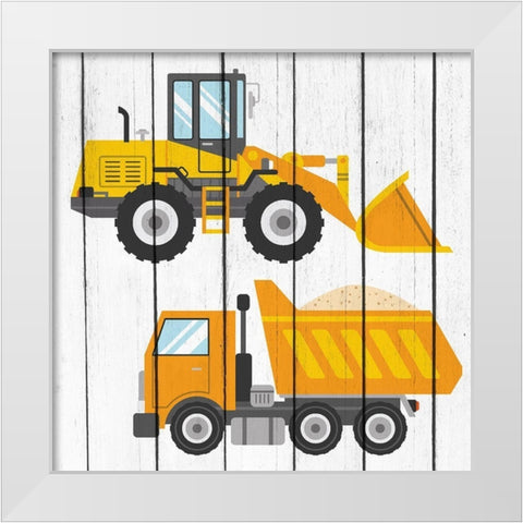 Tractor and Trucks 1 White Modern Wood Framed Art Print by Kimberly, Allen