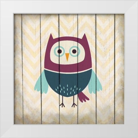 Owl 1 White Modern Wood Framed Art Print by Kimberly, Allen