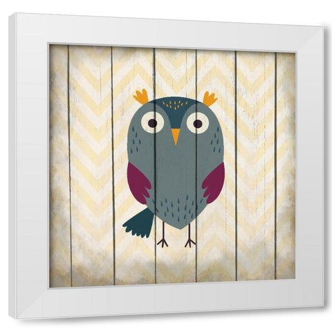 Owl 3 White Modern Wood Framed Art Print by Kimberly, Allen