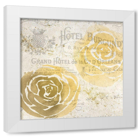 Golden Floral 1 White Modern Wood Framed Art Print by Kimberly, Allen