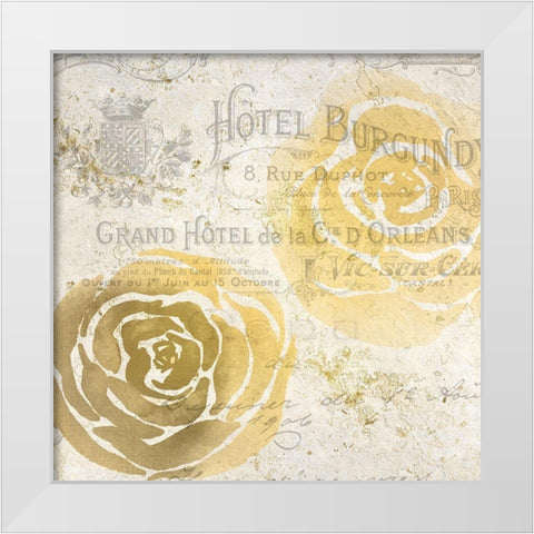 Golden Floral 1 White Modern Wood Framed Art Print by Kimberly, Allen