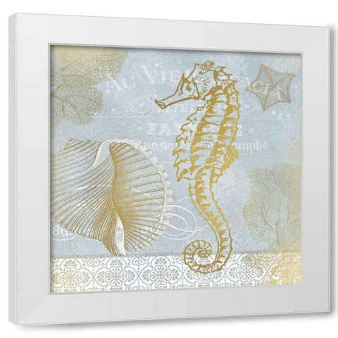 Azure Coastal Calm 1 White Modern Wood Framed Art Print by Kimberly, Allen