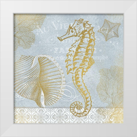 Azure Coastal Calm 1 White Modern Wood Framed Art Print by Kimberly, Allen
