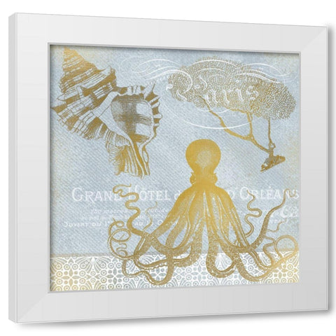 Azure Coastal Calm 2 White Modern Wood Framed Art Print by Kimberly, Allen