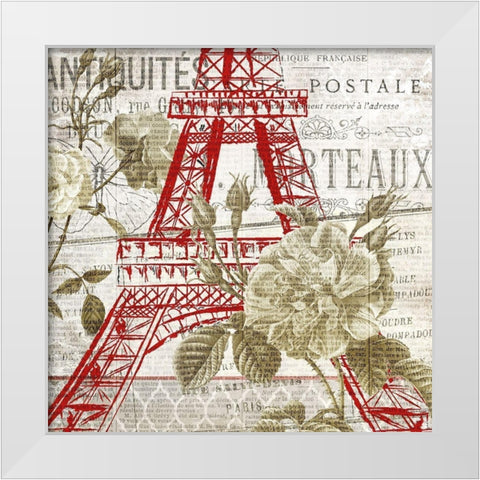 Paris Script Series 3 White Modern Wood Framed Art Print by Kimberly, Allen