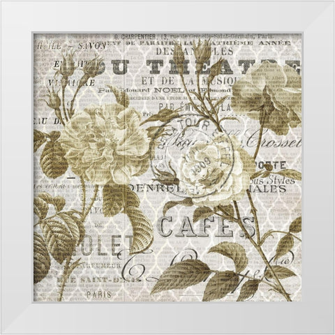 Paris Script Series 6 White Modern Wood Framed Art Print by Kimberly, Allen