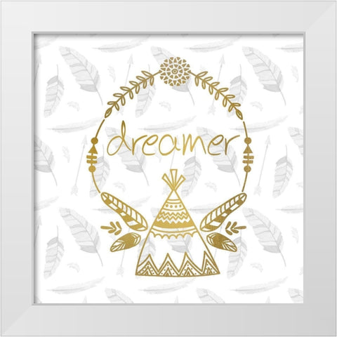 Feathered Dreamer White Modern Wood Framed Art Print by Kimberly, Allen