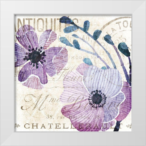 Soft Floral Purple 1 White Modern Wood Framed Art Print by Kimberly, Allen