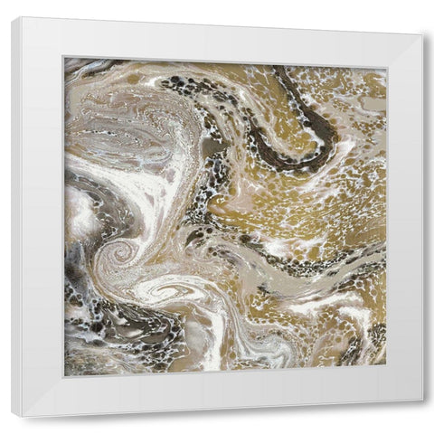 Golden Swirl 1 White Modern Wood Framed Art Print by Kimberly, Allen