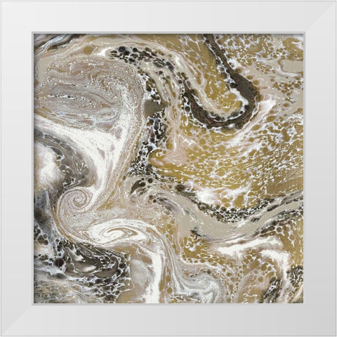 Golden Swirl 1 White Modern Wood Framed Art Print by Kimberly, Allen