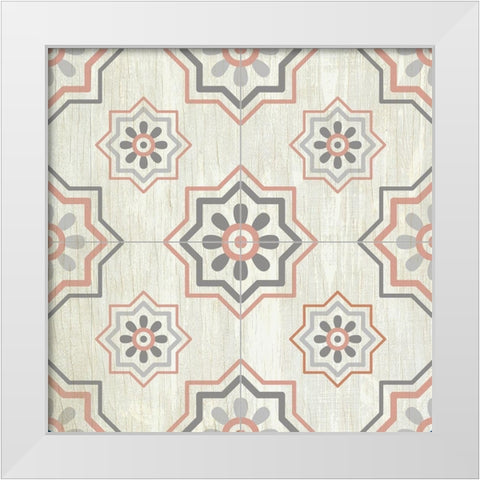 Tiled Grey 3 White Modern Wood Framed Art Print by Kimberly, Allen