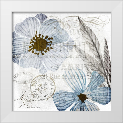 Soft Floral Blue 2 White Modern Wood Framed Art Print by Kimberly, Allen