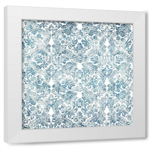 Soft Floral Blue Pattern 2 White Modern Wood Framed Art Print by Kimberly, Allen