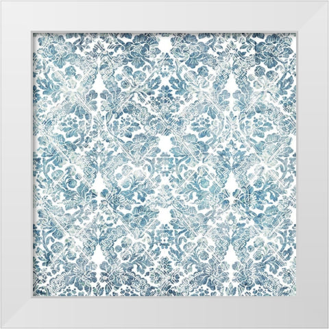 Soft Floral Blue Pattern 2 White Modern Wood Framed Art Print by Kimberly, Allen