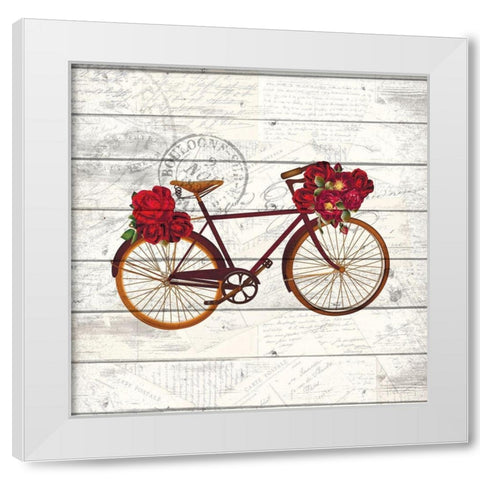 Carte Postal Bike 3 White Modern Wood Framed Art Print by Kimberly, Allen