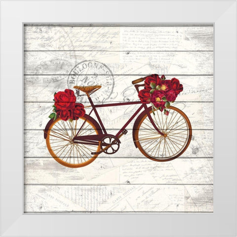 Carte Postal Bike 3 White Modern Wood Framed Art Print by Kimberly, Allen