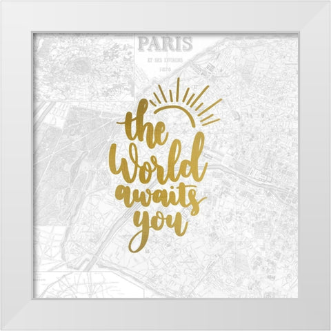 Go Travel 3 White Modern Wood Framed Art Print by Kimberly, Allen