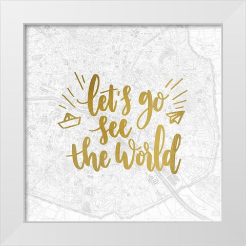 Go Travel 4 White Modern Wood Framed Art Print by Kimberly, Allen