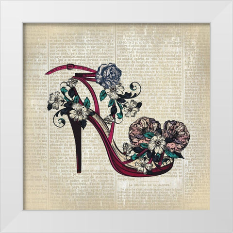 High Heel News 1 White Modern Wood Framed Art Print by Kimberly, Allen