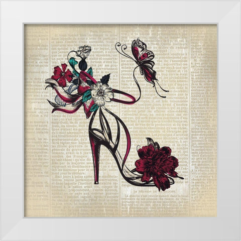 High Heel News 3 White Modern Wood Framed Art Print by Kimberly, Allen