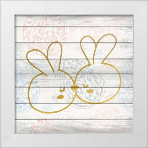 Bunny Love 2 White Modern Wood Framed Art Print by Kimberly, Allen