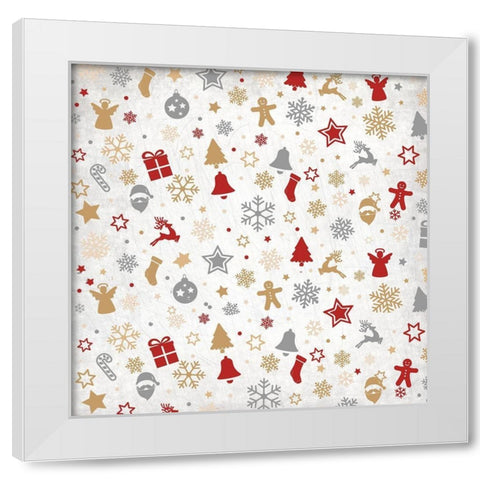 Christmas Jingle Pattern White Modern Wood Framed Art Print by Kimberly, Allen
